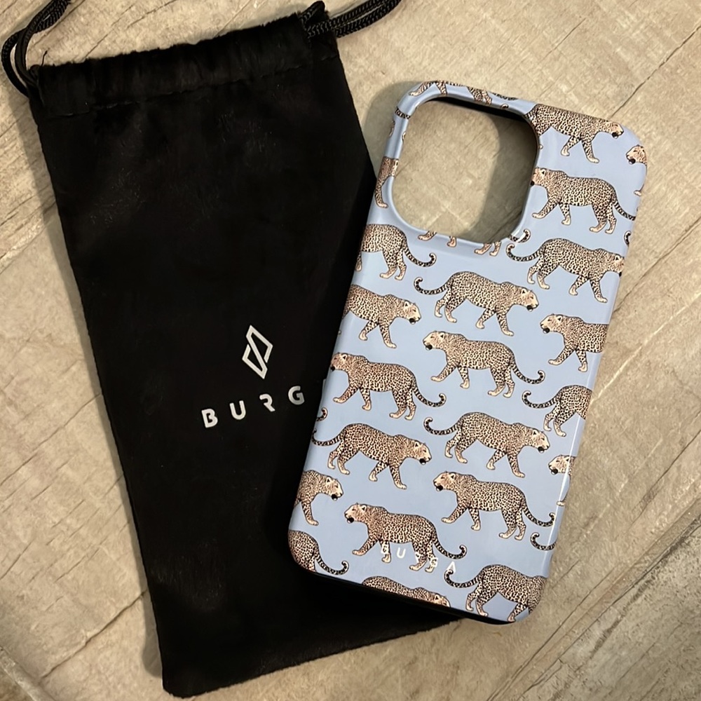 iPhone 13 Pro Burga case - Leopard Print Phone Case - Blue